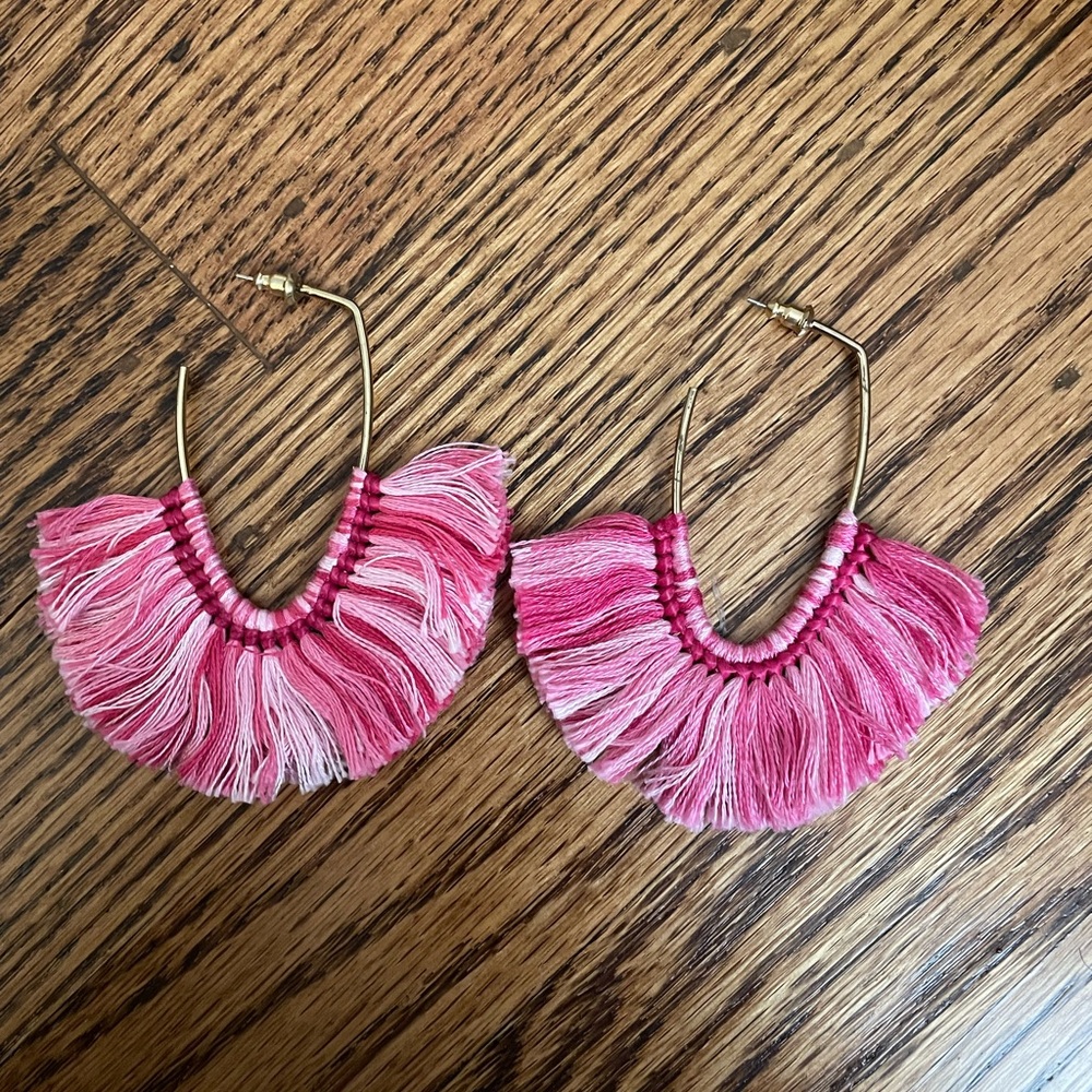 Pink Fringe Earrings